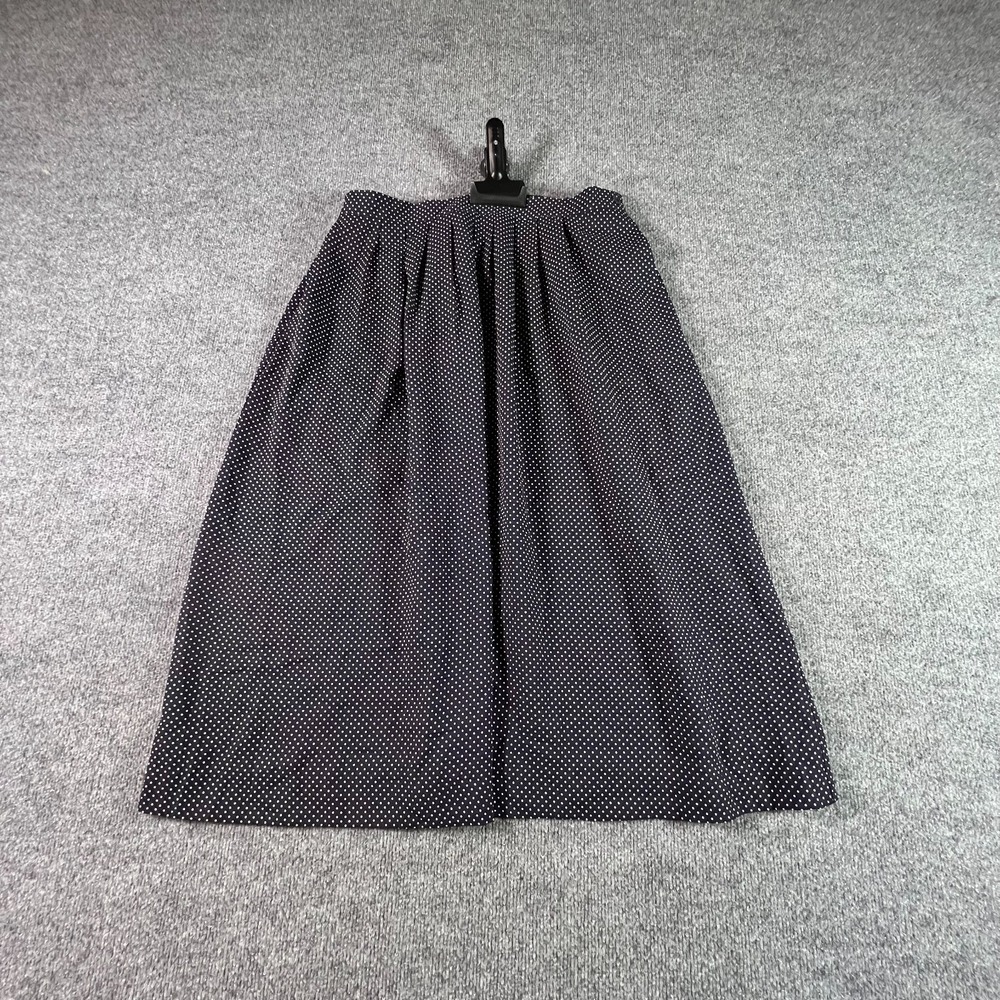 Vintage Leslie Fay Sportswear Skirt Women's 18 Navy Polka Dot Pleated A-Line 90s